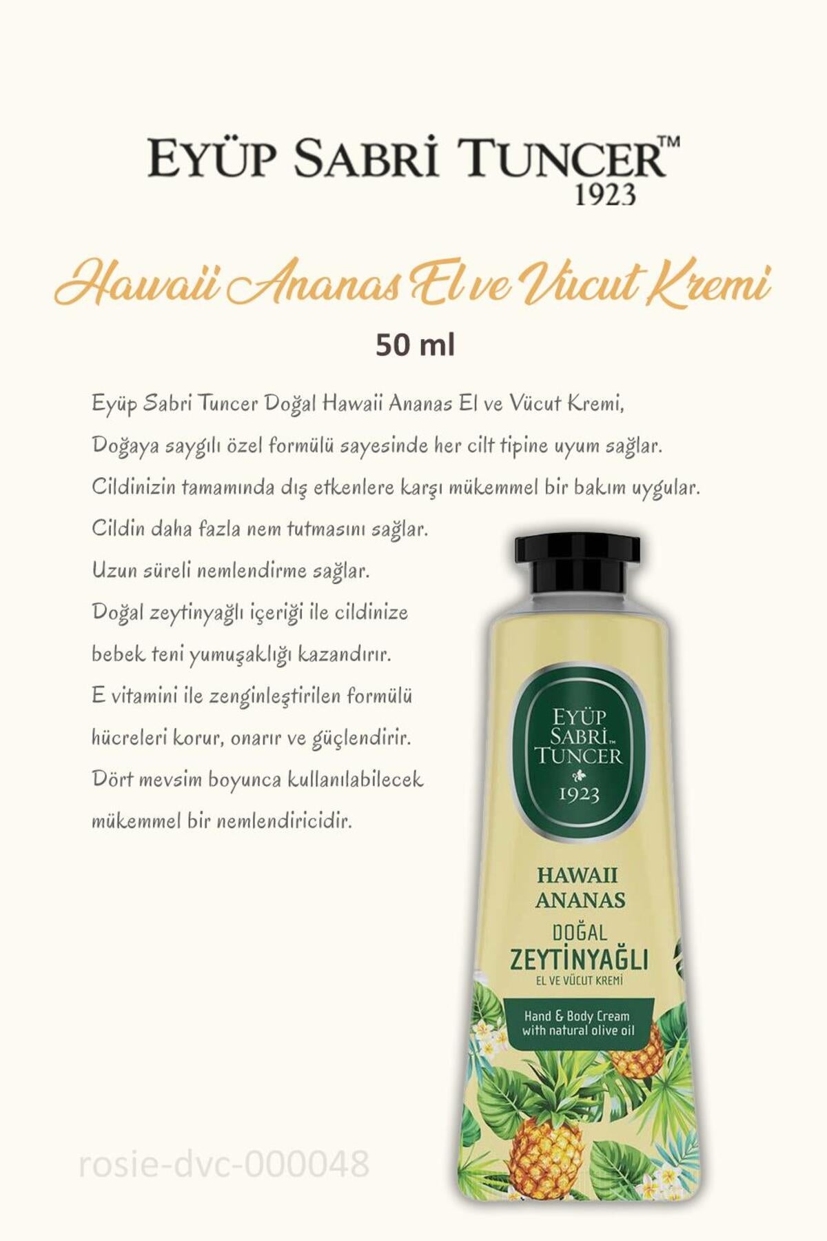 El ve Vücut Kremi 3'lü Havaii Ananas 50 ml ve ROSIE Pamuk