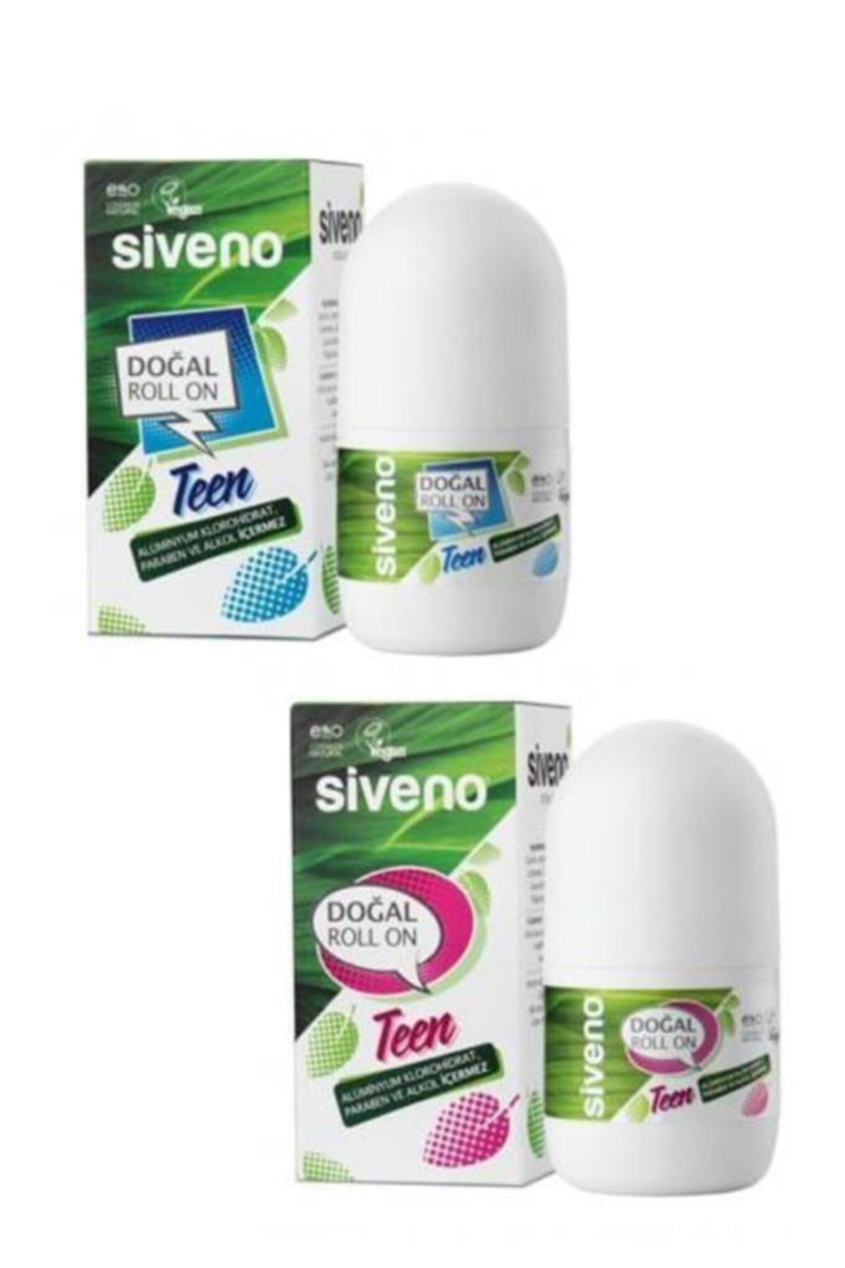 %100 Doğal Roll-On Teen Kız + Erkek Deodorant Ter Kokusu Önleyici Leke Bırakmayan 50 ml 2'li Set
