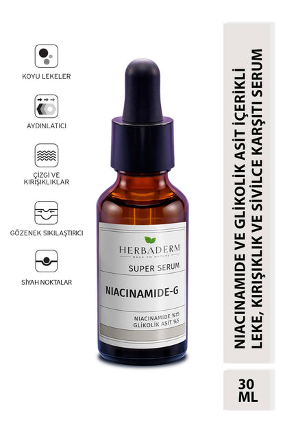 Süper Serum (niacinamide %15 + Glikolik Asit %5) Leke, Kırışıklık Ve Karşıtı 30 Ml HERBA701474