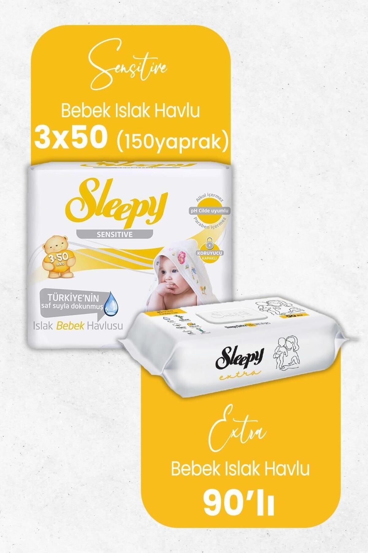 Islak Havlu Extra Bebek 90' lı ve Sensitive Bebek 3x50' li