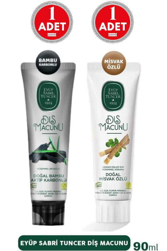 Diş Macunu Bambu Karbonlu 90 ml ve Misvak Özlü 90 ml