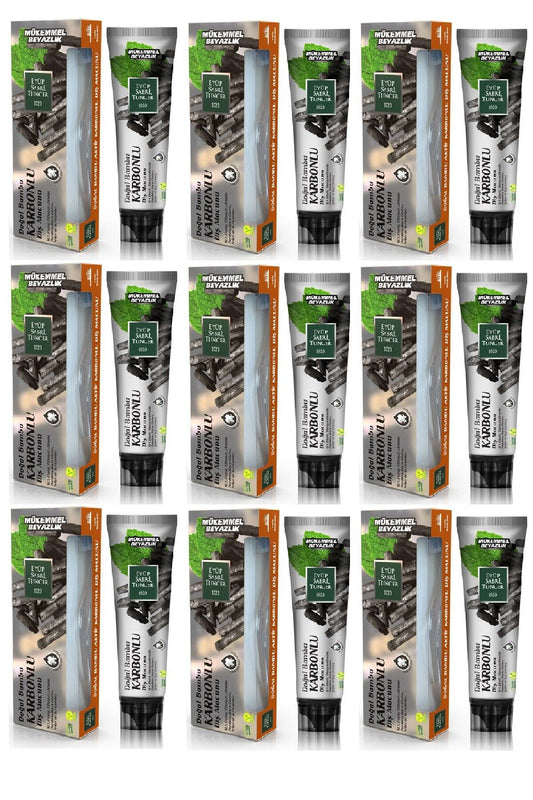 Doğal Aktif Bambu Karbonlu Diş Macunu 75 ml + Diş Fırçası Hediyeli x 9 Adet