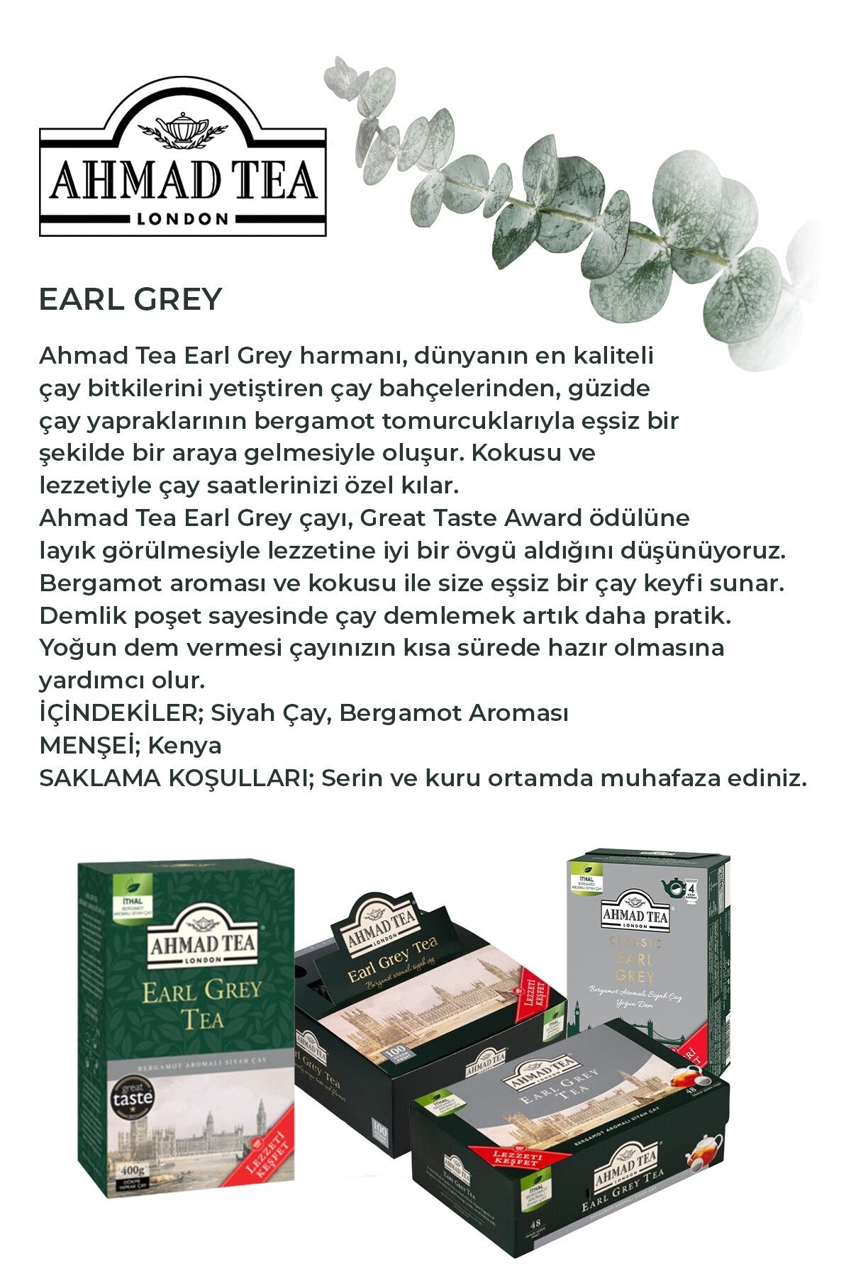 Klasik Earl Grey 40'lı x 7 adet Demlik Poşet Çay 80 g ve Rakun Kupa HEDİYE