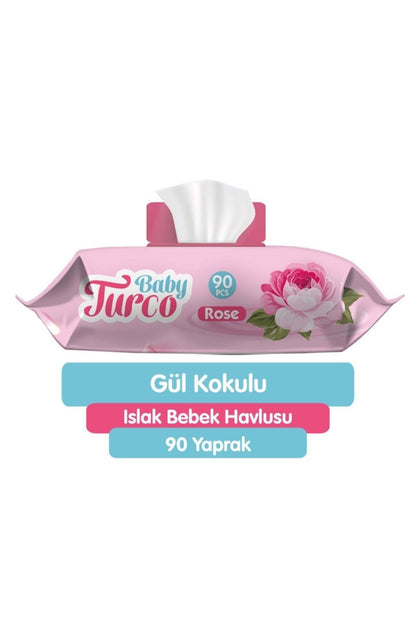 Doğal Güllü Bebek Havlusu 90 Yaprak
