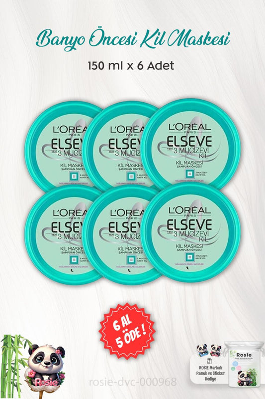 6 AL 5 ÖDE 3 Mucizevi Banyo Öncesi Kil Maskesi 150 ml ve ROSIE