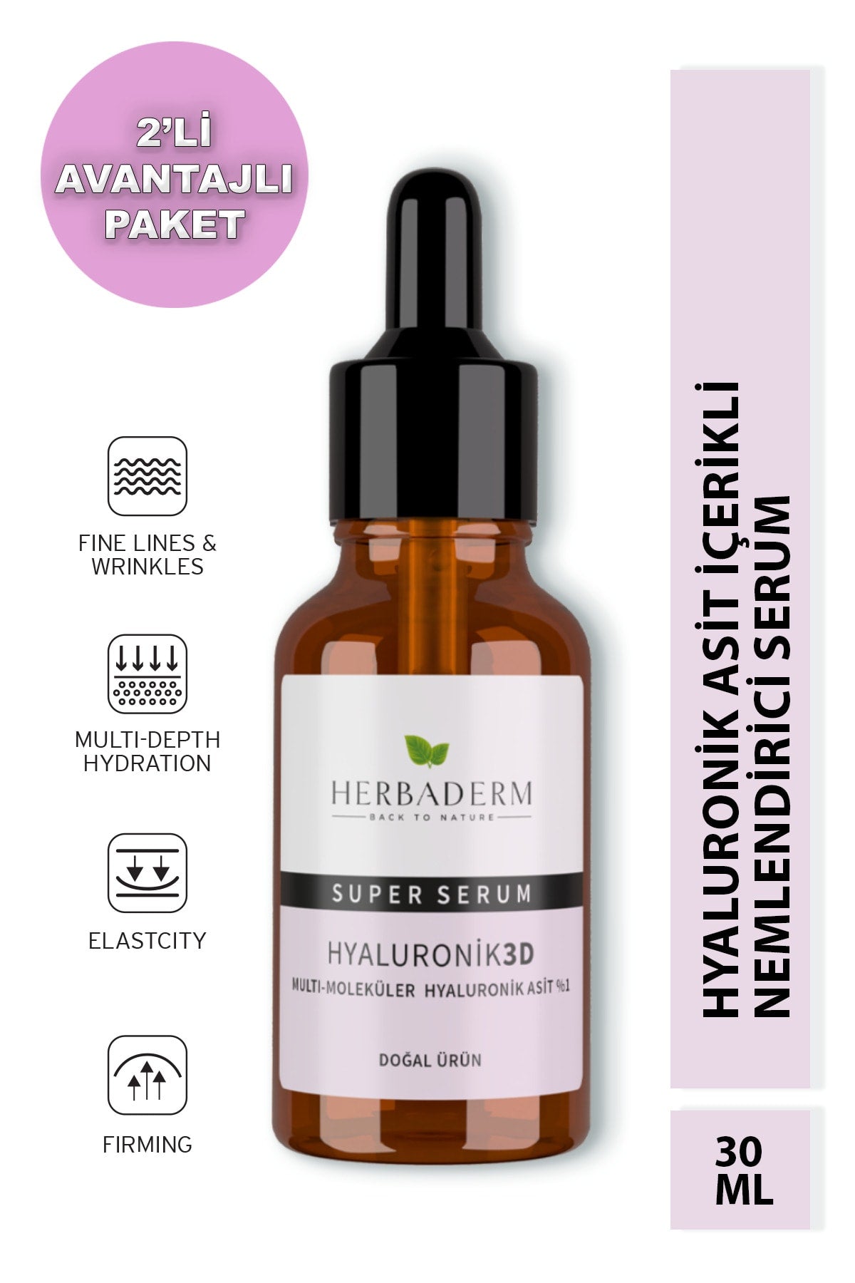 Süper Serum (HYALURONİK ASİT 3D %1) Nemlendirici 30 ml X2