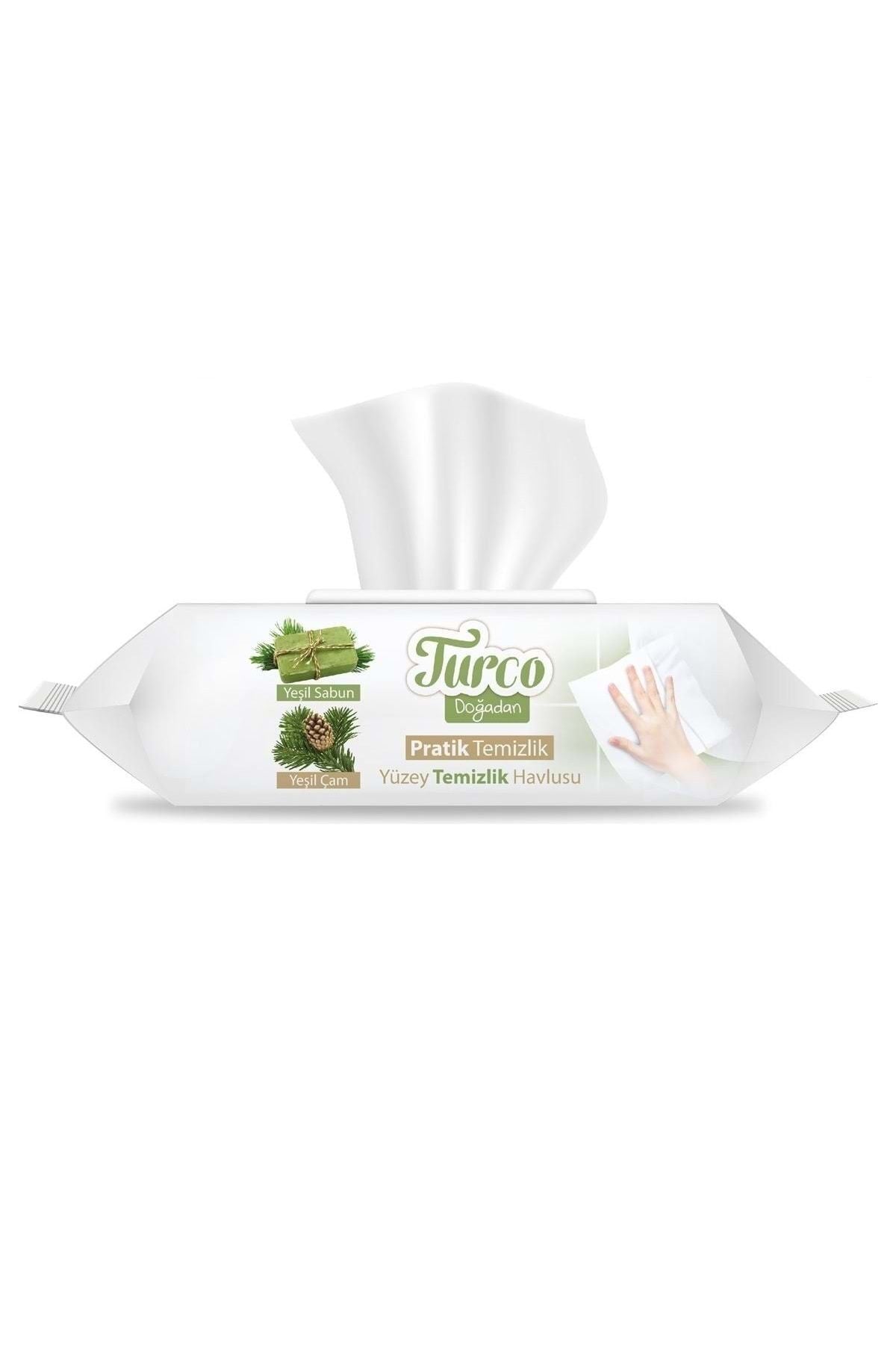 Turco Doğadan Pratik Yüzey Temizlik Havlusu 100 Yaprak Yeşil Sabun/Yeşil Çam (3 Lü Set) 3