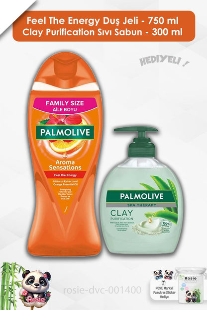Duş Jeli Feel The Energy 750 ml,Clay Purification Sıvı Sabun 300 ml ve ROSIE