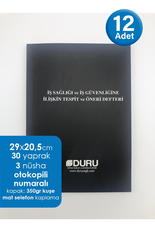 İsg Defteri, 12 Adet, 50 Sayfalı Iş Sağlığı Ve Güvenliği Tespit Ve Öneri Defteri 12