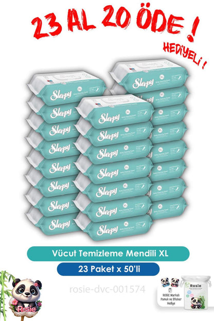 23 AL 20 ÖDE Vücut Temizleme Mendili Xl 50"li ve ROSIE