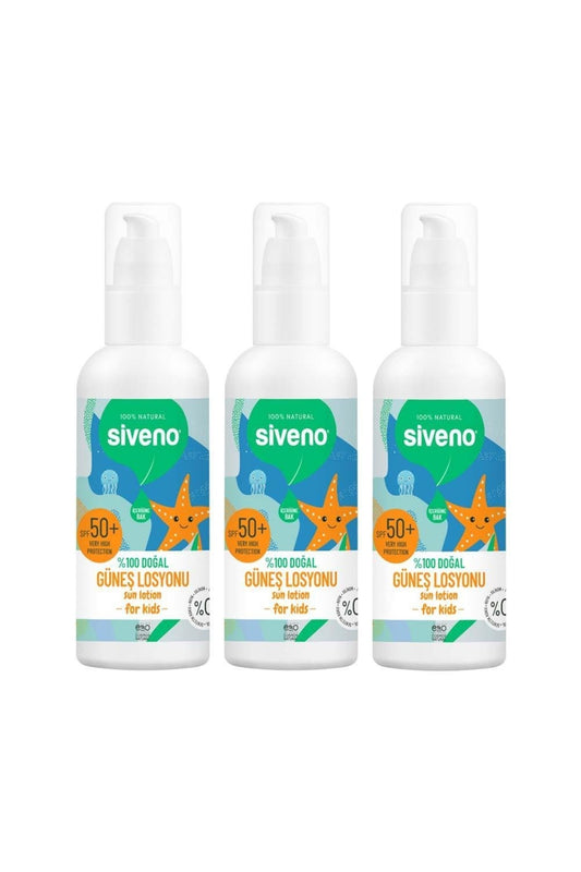 %100 Doğal Çocuk Güneş Losyonu Leke Karşıtı Antioksidan Nemlendirici Bitkisel UVA UVB SPF50 X 3 Adet