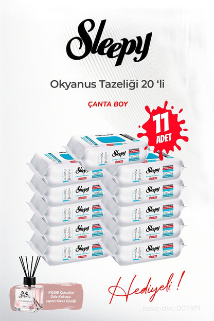 Okyanus Tazeliği (11 paket x 20 yaprak) Çanta Boy ve ROSIE oda kokusu
