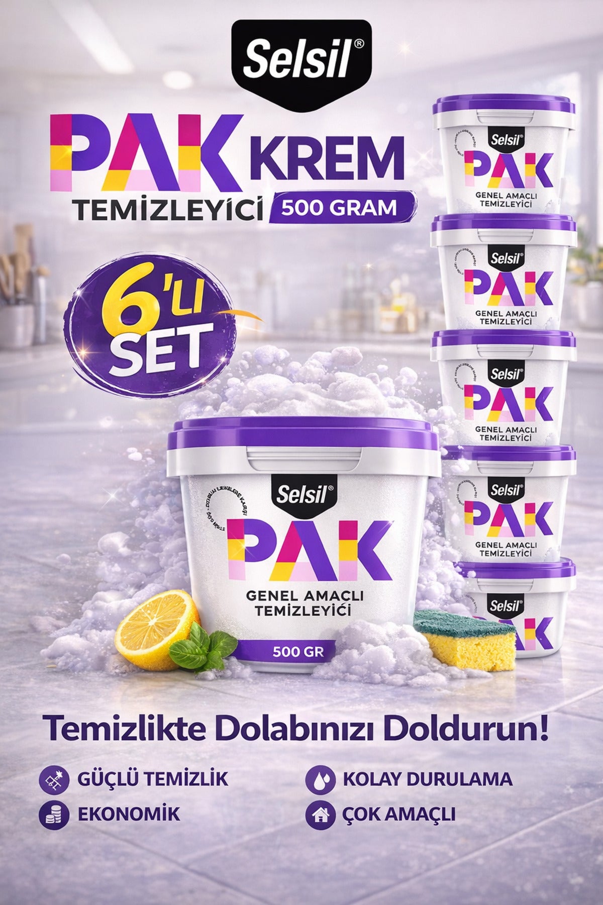 Pak Genel Amaçlı Mucize Temizleyici 6'lı 500 Gr