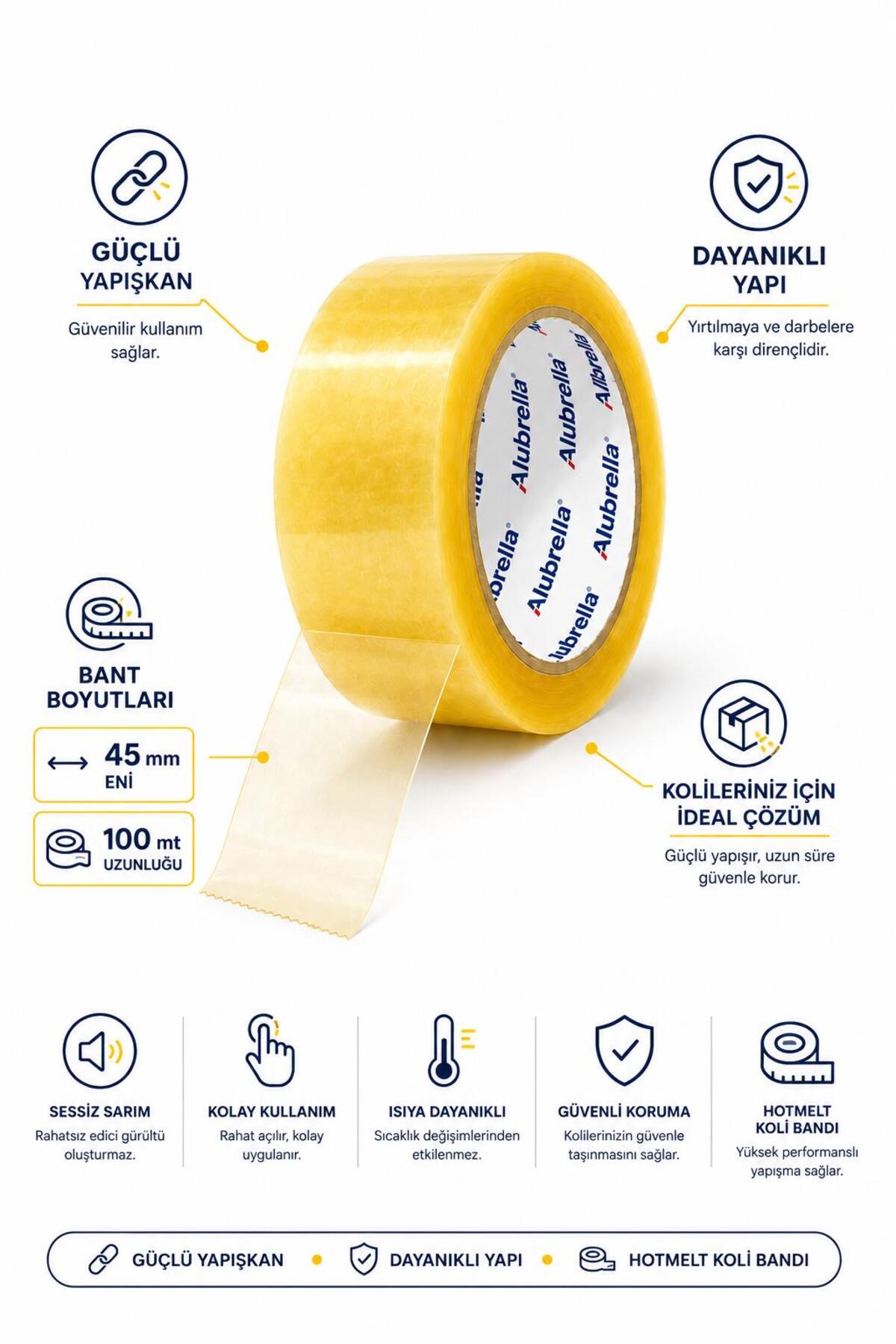 Premium Koli Bandı 6 Adet, 45 mm x 100 mt