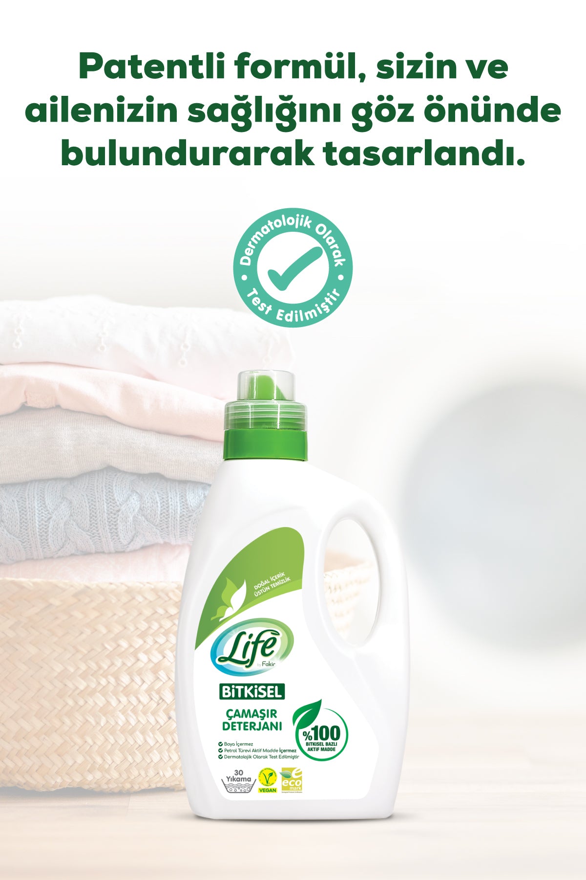 Bitkisel Bazlı Vegan Çamaşır Deterjanı 1500 ml X 3 Adet, %100 Doğal Temizlik