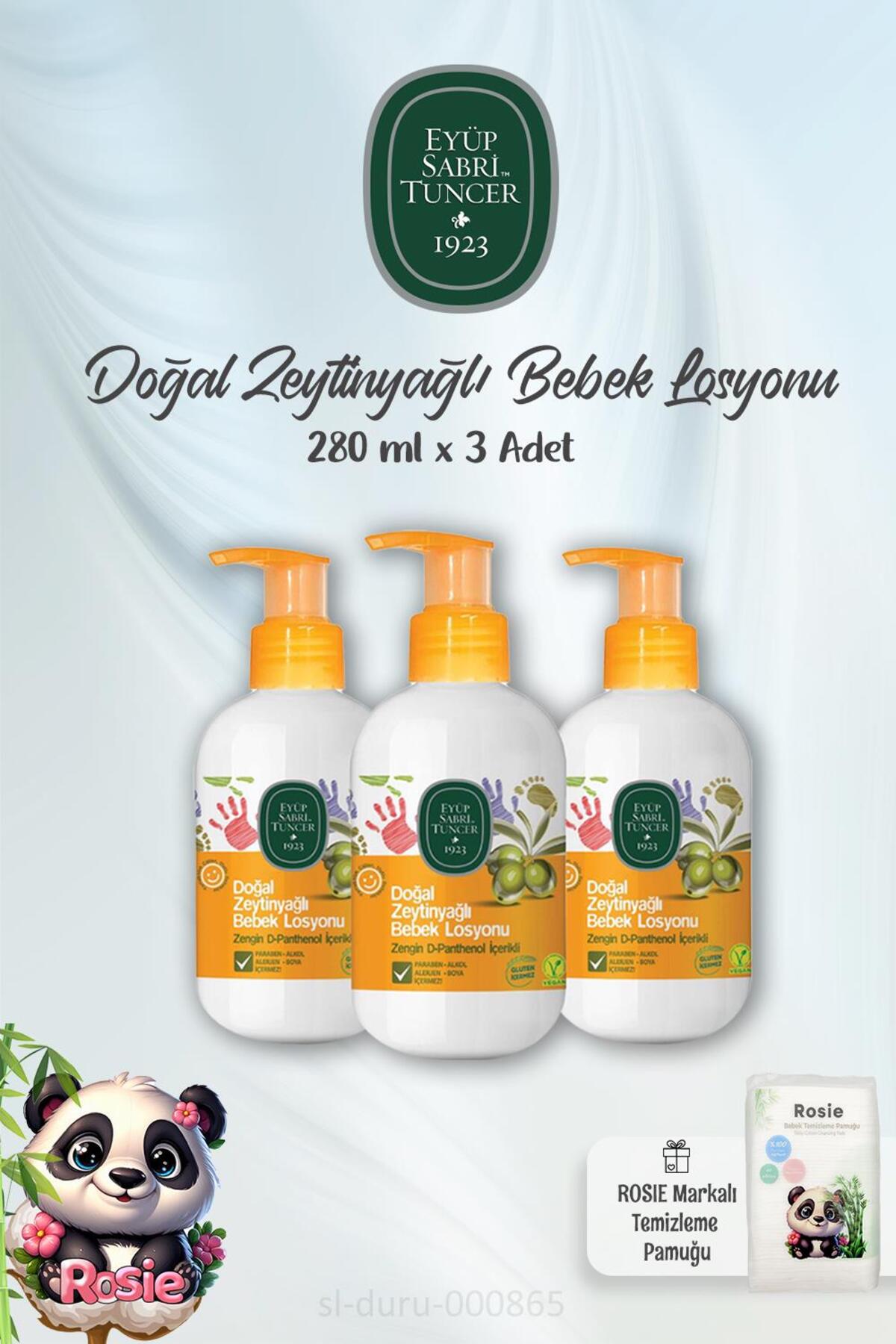 Zeytinyağlı Bebek Losyonu 280 ml 3'lü ve ROSIE Bebek Pamuğu