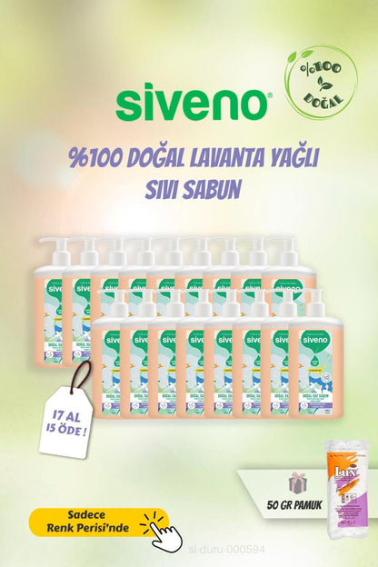 %100 Doğal Saf Sıvı Sabun 17 Al 15 Öde Lavanta Yağlı 1 Lt Ve Pamuk