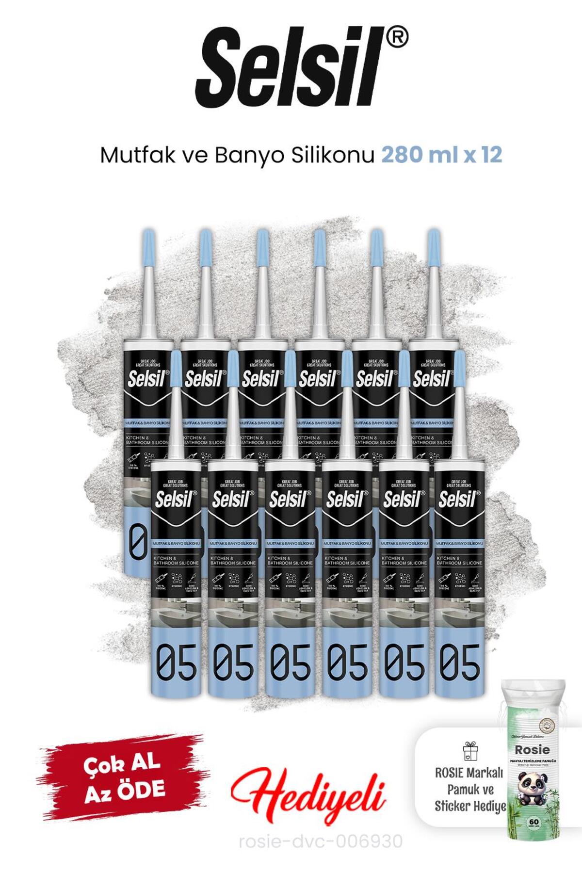 Mutfak ve Banyo Silikonu 12 x 280 ml ve Rosie