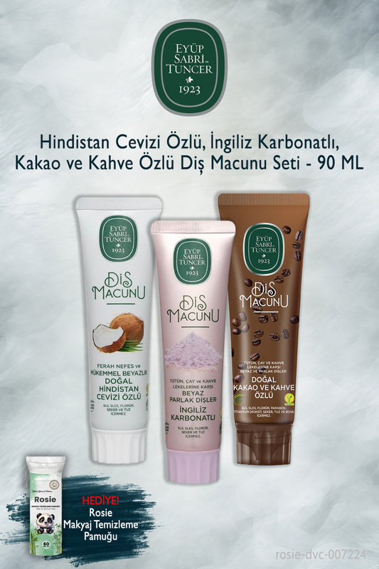90 ml 3'lü Hindistan Cevizi, Karbonat, Kakao Diş Macunu, Rosie