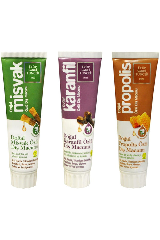 Doğal Misvak, Propolis ve Karanfil Özlü Diş Macunu Seti 3' lü