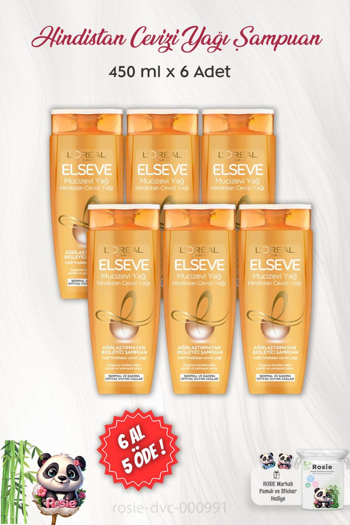 6 AL 5 ÖDE Hindistan Cevizi Yağı Ağırlaştırmayan Bakım Şampuan 450 ml ve ROSIE