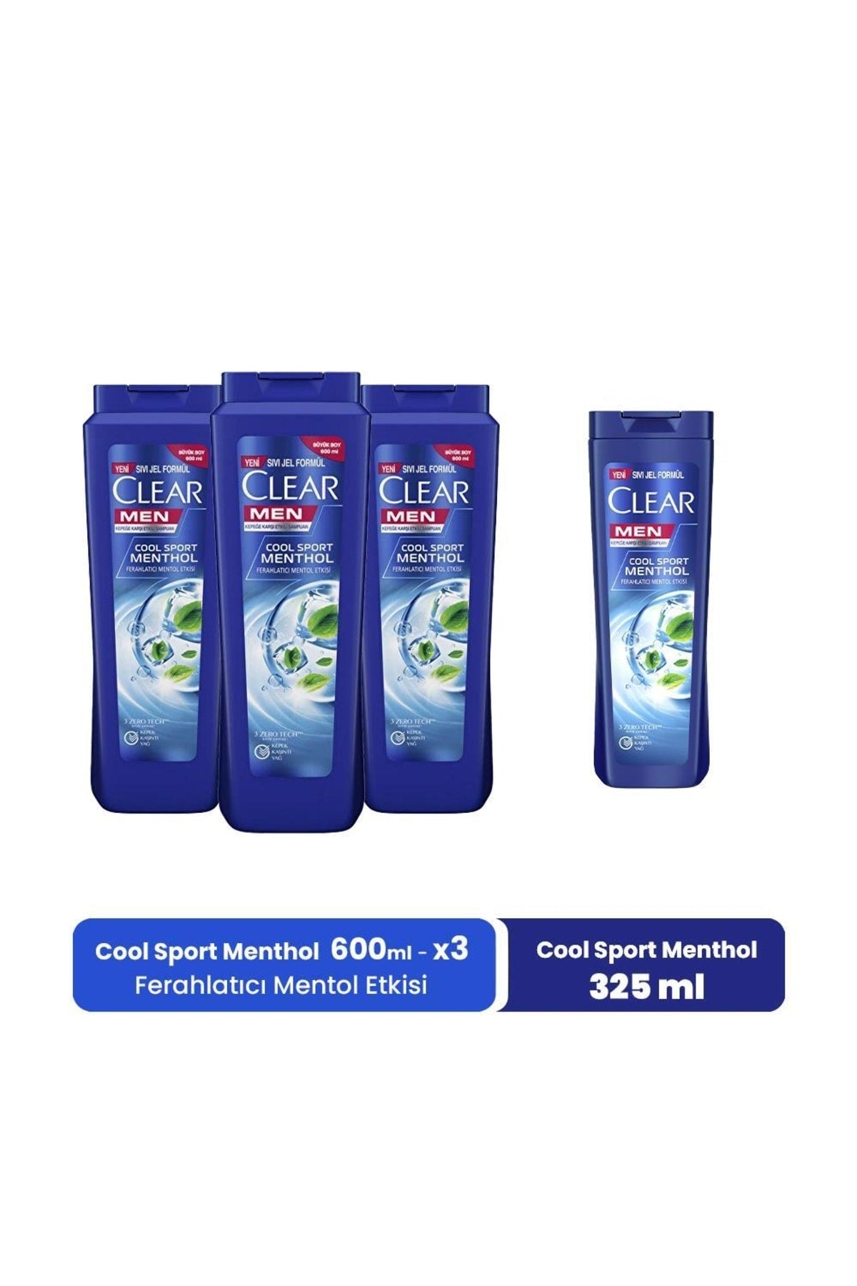 Men Şampuan Cool Sport Menthol 600 Ml X 3 Ve Mentol Etkisi 325 Ml