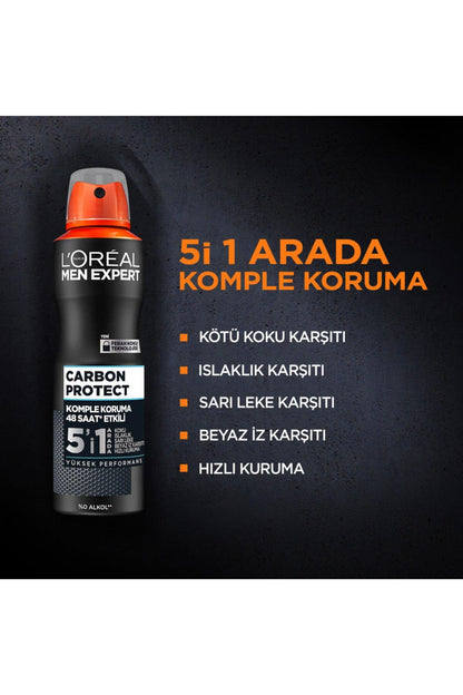 3 Adet Loreal Men Expert Carbon Protect Deodorant 150 ml ve ROSIE