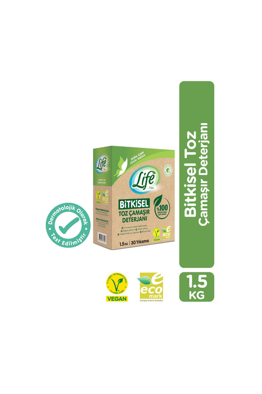 Bitkisel Vegan Doğal Toz Çamaşır Deterjanı Renkli Ve Beyazlar 1,5 Kg - %100 Doğal Temizlik