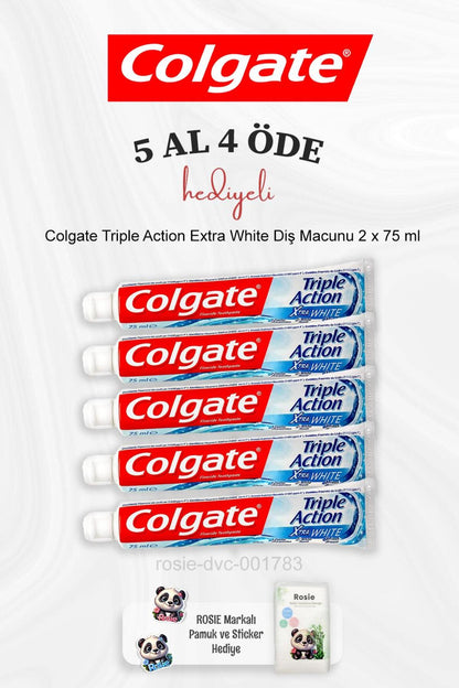 Triple Action Extra White Diş Macunu 2 x 75 ml 5 Al 4 Öde ve Rosie Pamuk