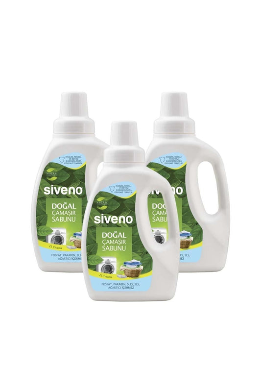 %100 Doğal Çamaşır Sabunu %100 Bitkisel Deterjan Yumuşatıcı Gerektirmez Konsantre 750 ml X 3 Adet