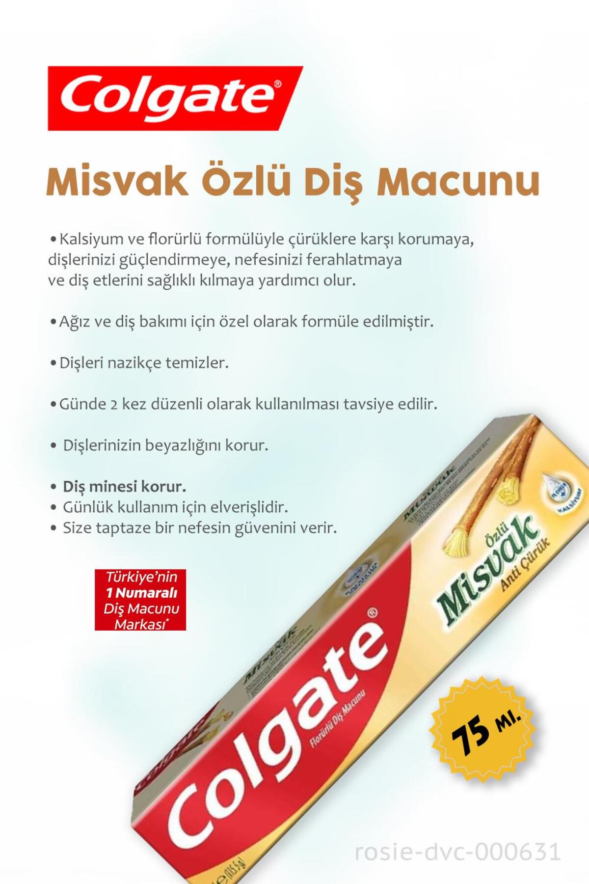 Hassasiyete Pro Çözüm Beyazlatıcı 75 ml, Misvak Özlü 75 ml Diş Macunu ve ROSIE
