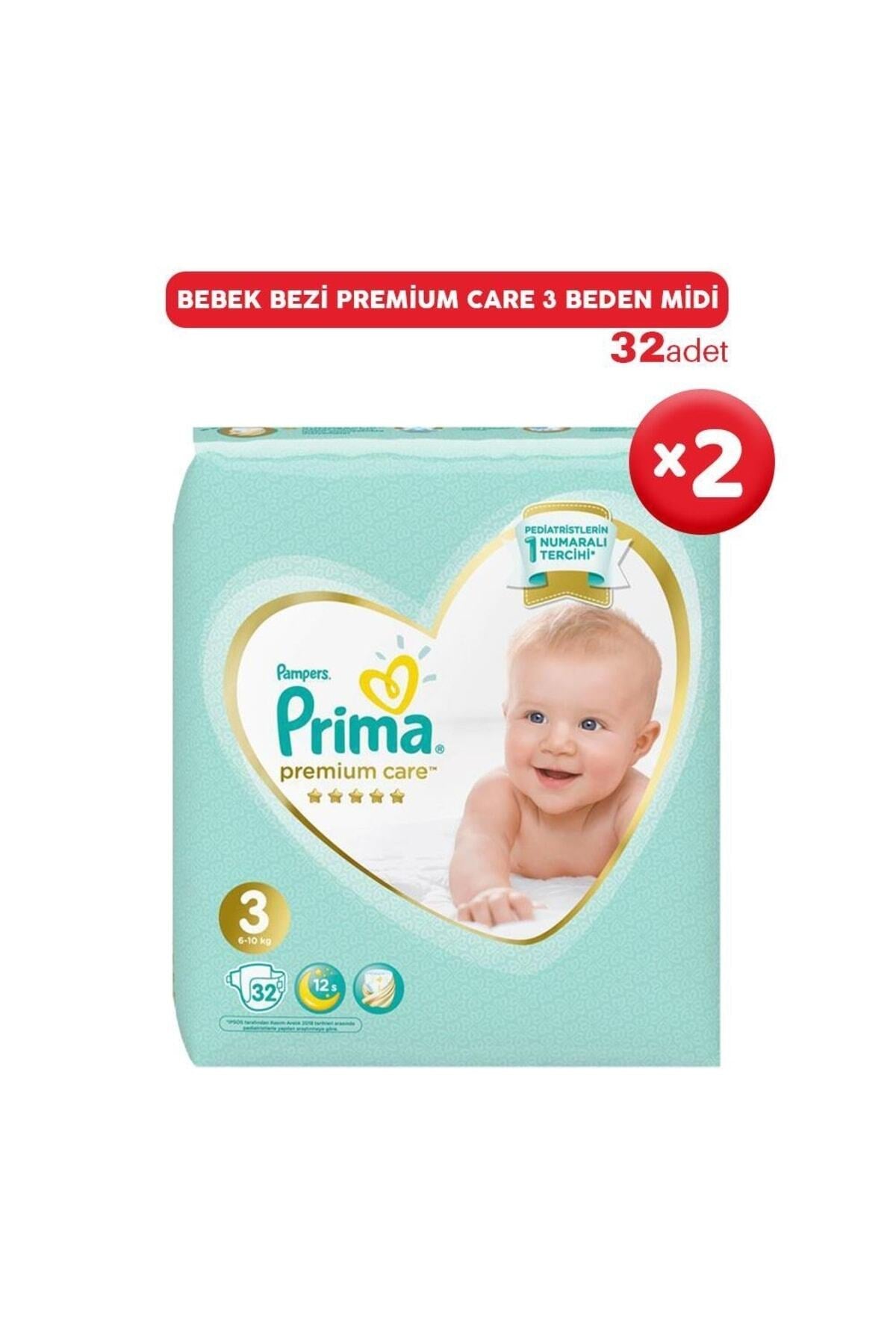 Bebek Bezi Premium Care 3 Beden Midi 32 Adet X 2