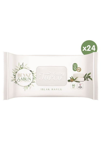 Beyaz Sabun Kokulu Islak Havlu 24x90
