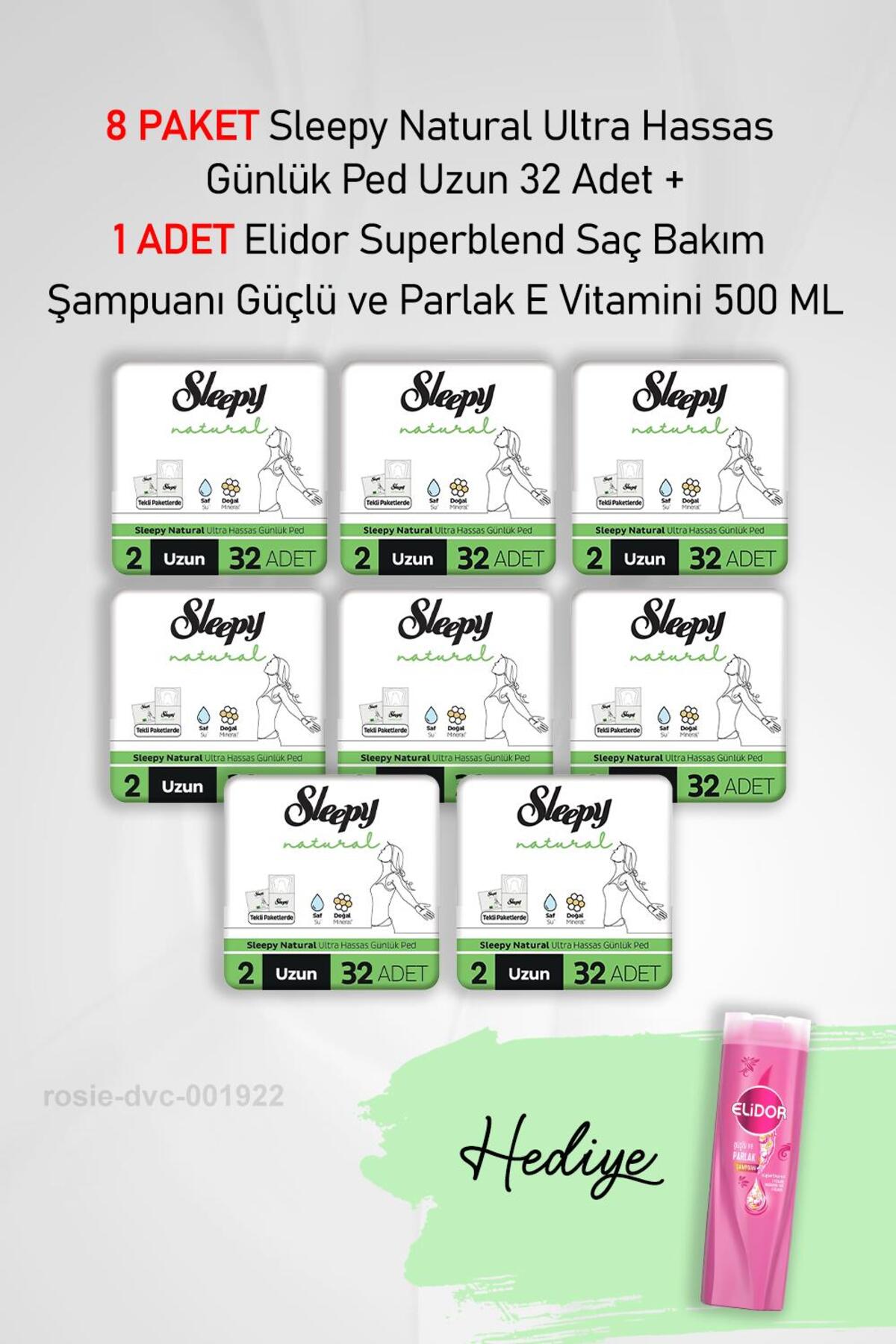 Natural Ultra Hassas Günlük Ped Uzun 32 Adet X 8 ve Elidor 500 ML