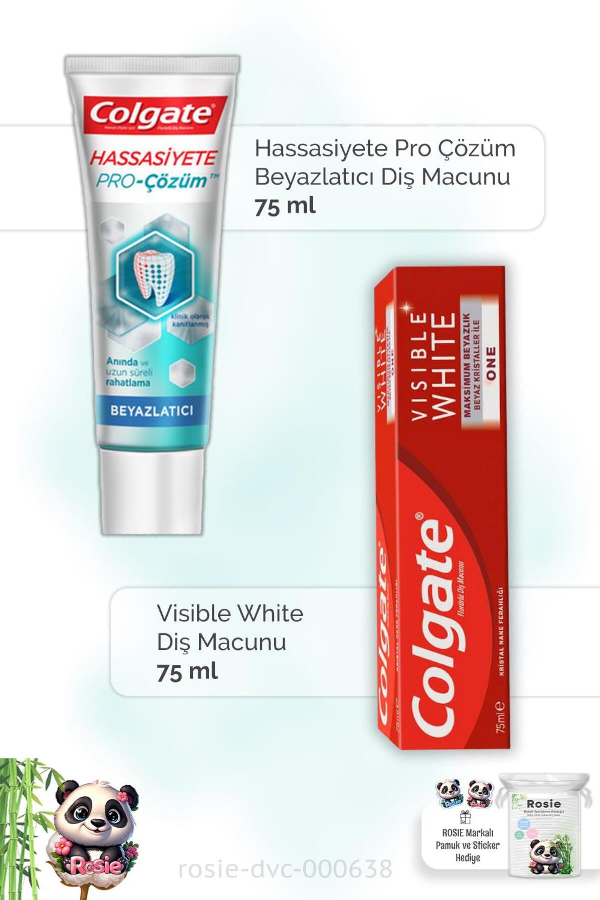 Hassasiyete Pro Çözüm Beyazlatıcı 75 ml, Visible White 75 ml Diş Macunu ve ROSIE