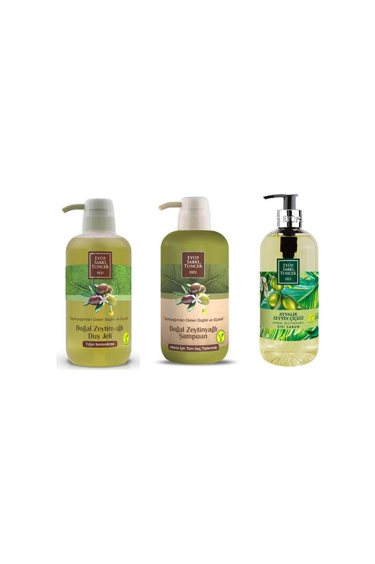 Şampuan ve Duş Jeli 600 ml, Ayvalık Zeytin Çiçeği Sıvı Sabun 500 Ml Pet Şişe
