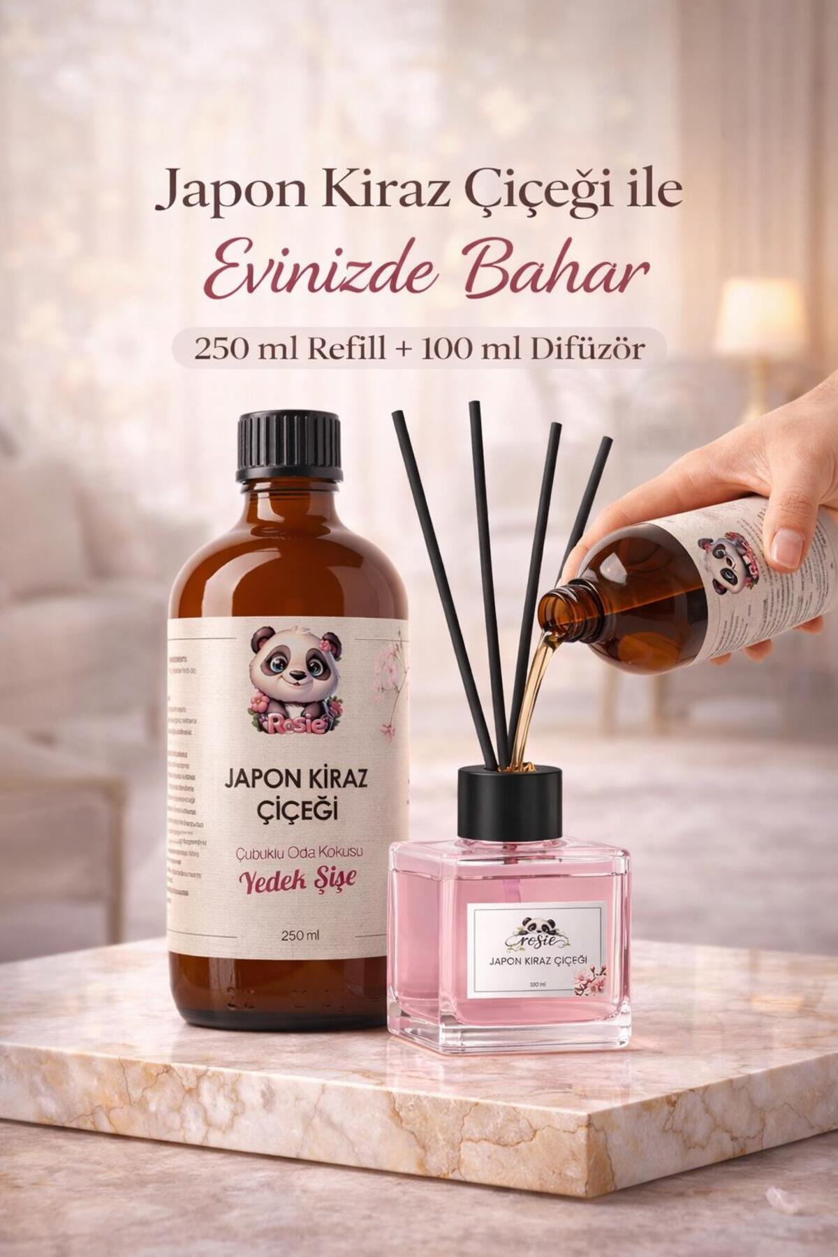 Japon Kiraz Çiçeği Çubuklu Oda Kokusu 250 ml Refil ve 100 ml Difüzör Şişe