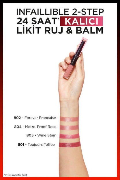 L'oréal Paris Infaillible 2-step 24 Saat Kalıcı Likit Ruj & Balm - 801 Toujours Toffee