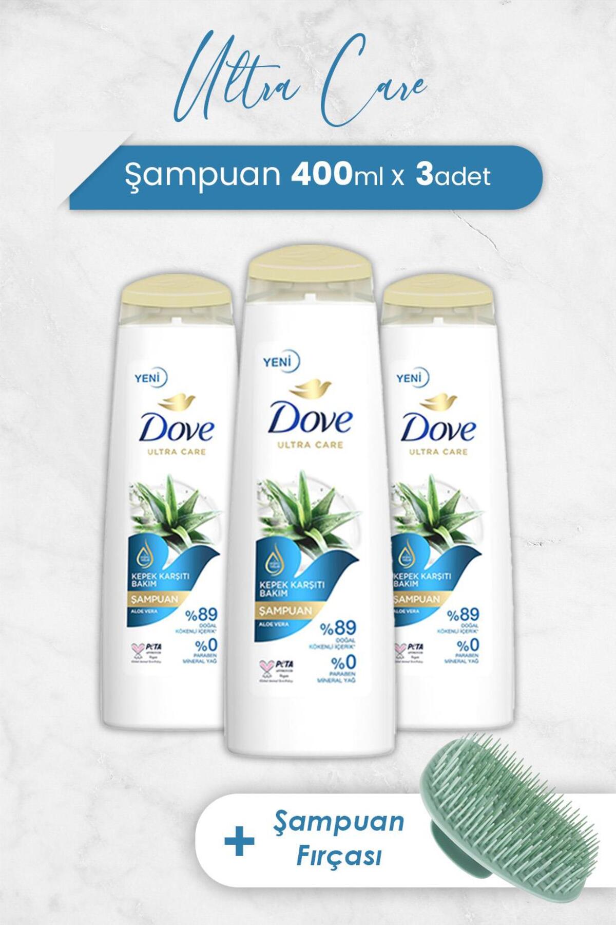 Ultra Care Şampuan Aloe Vera 400 ml x 3 Adet ve Şampuan Fırçası
