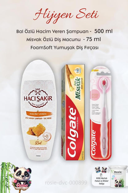Misvak Özlü Diş Macunu 75 ml, FoamSoft Diş Fırçası, H.Şakir Ballı Şampuan 500 ml