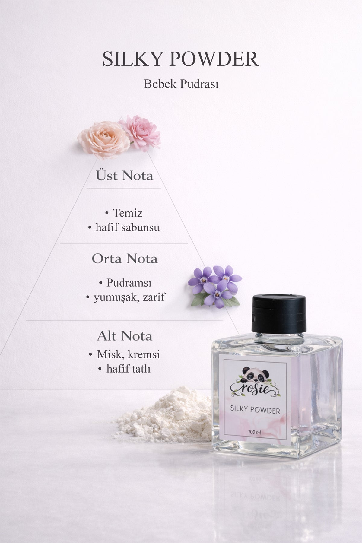 Pudra Oda Kokusu 100 ml Çubuklu Reed Diffuser | Bebek Pudrası Ferahlığı | Uzun Süre Kalıcı Ev Kokusu