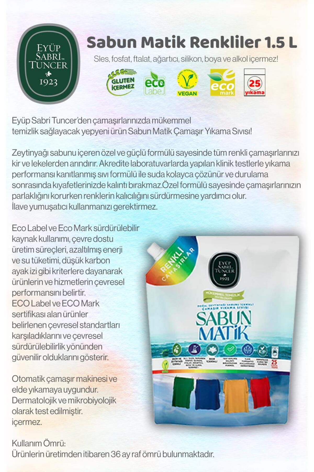 2 Adet Eyüp Sabri Tuncer Renkliler Sıvı Sabun Matik 1.5 L ve ROSIE Hediye