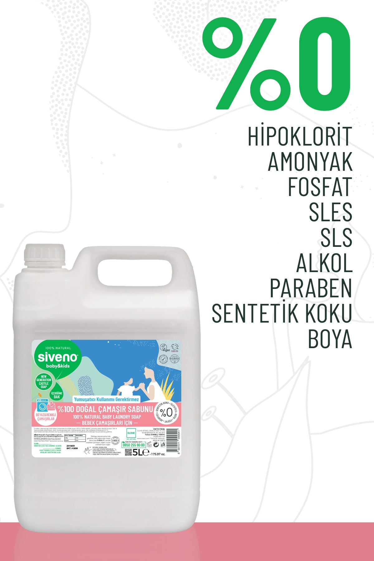 %100 Doğal Bebek Çamaşır Sabunu Kendinden Yumuşatıcılı Bitkisel Deterjan Vegan 5000 ml