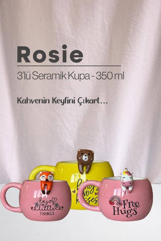 Ayı, Unicorn ve Tilki Seramik Kupa 350 ml