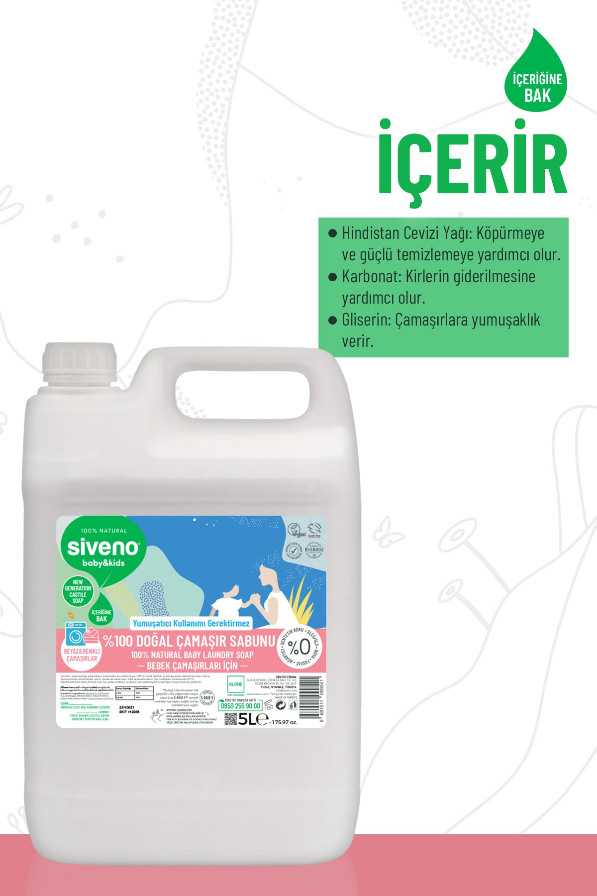 %100 Doğal Bebek Çamaşır Sabunu Kendinden Yumuşatıcılı Bitkisel Deterjan Vegan 5000 ml