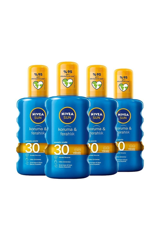 Sun Güneş Spreyi 200 Ml Koruma & Ferahlık 30 Gfk X 4