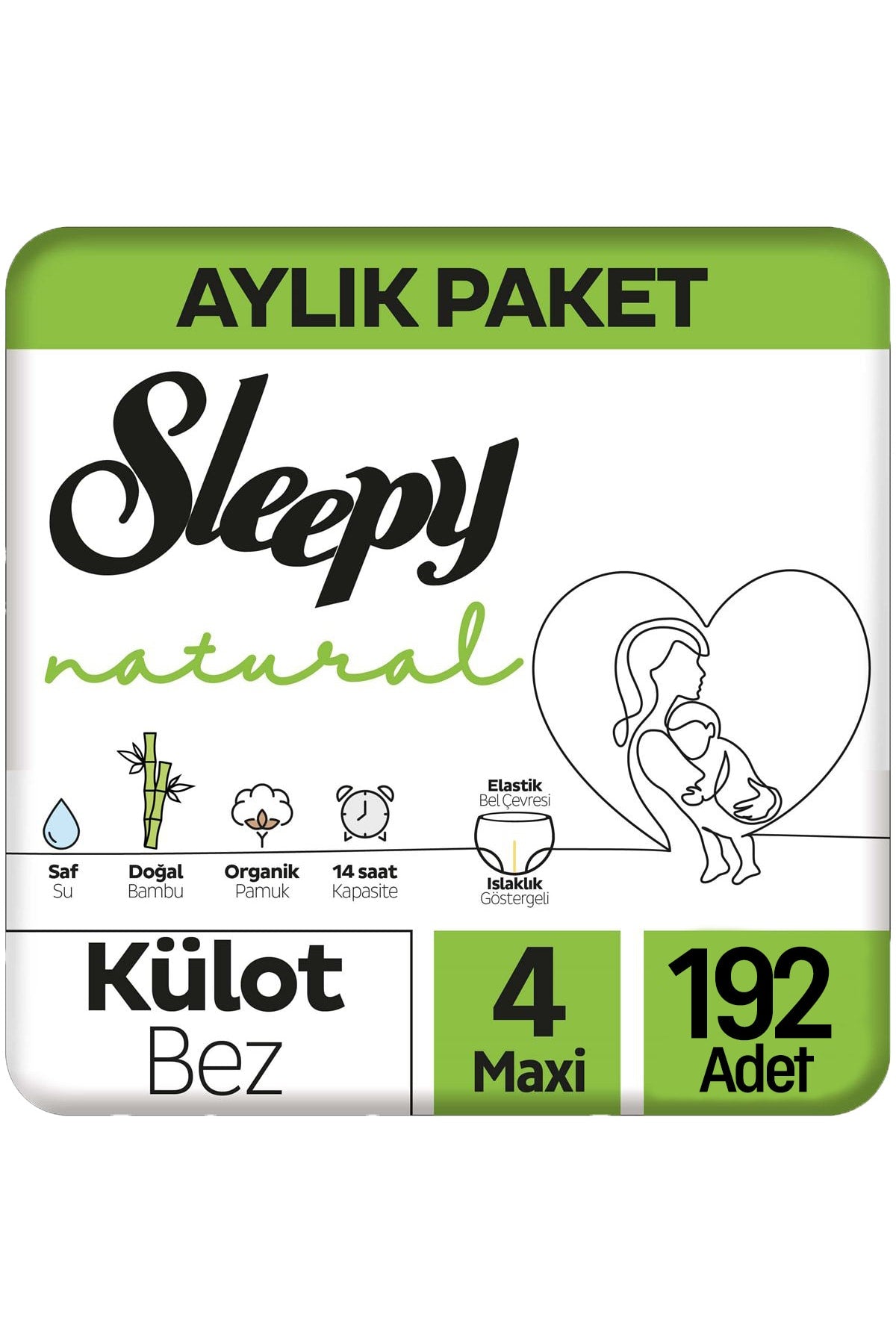 Natural 4 Beden Külot Bebek Bezi 96x2 192 Adet