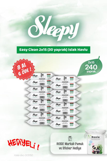 2x15 Easy Clean Islak Mendil 8 AL 6 ÖDE ve Rosie Hediye