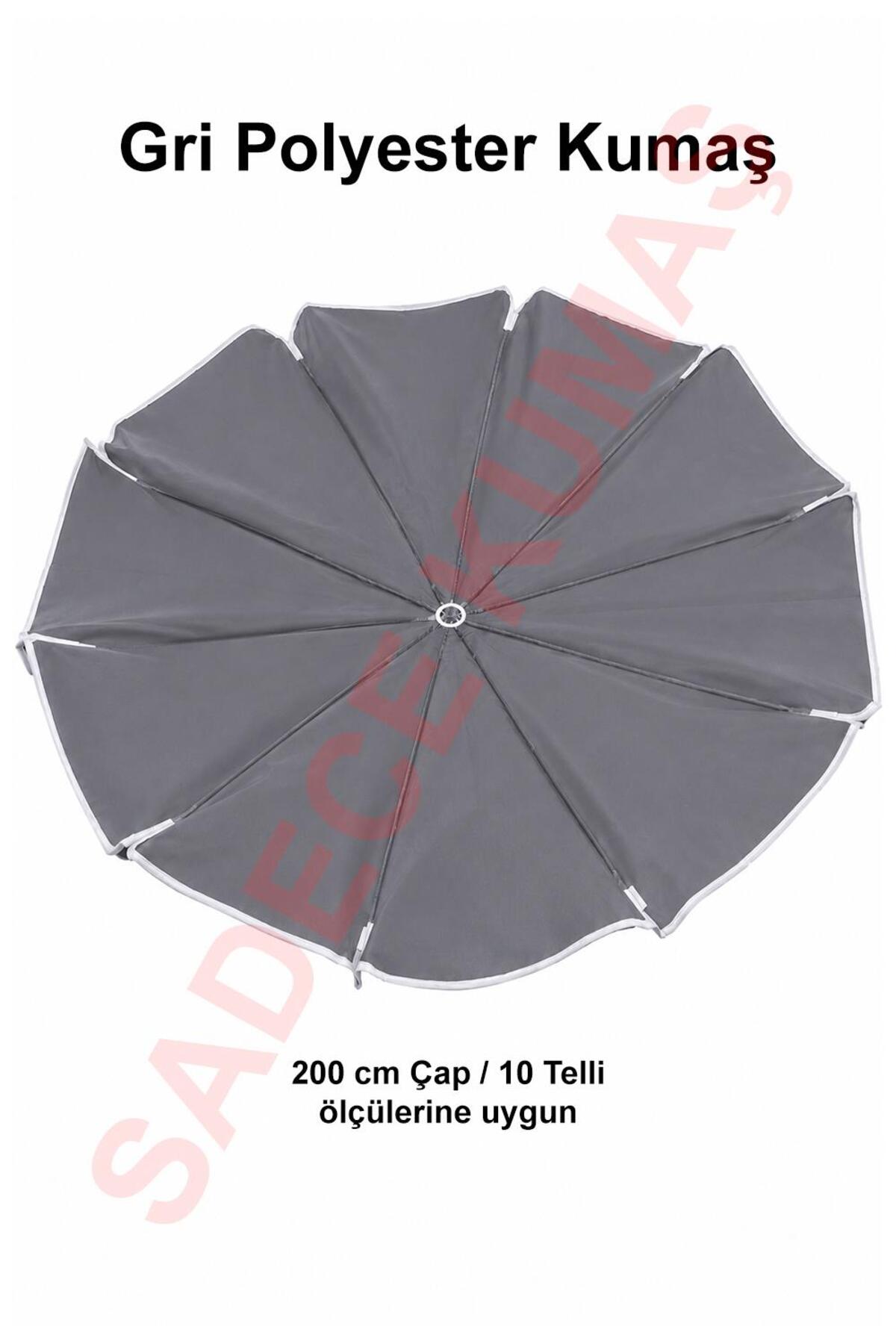 Gri Polyester Kumaş, 200 cm / 10 telli (plaj şemsiyesi uyumlu)