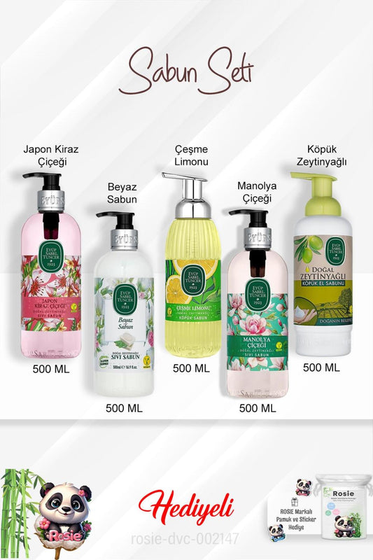 Sabun Paket 500 ml Manolya, Beyaz Sabun, Limon, Zeytinyağ, Kiraz Ve Rosie